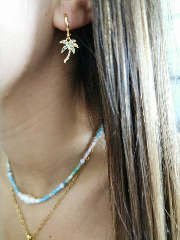 Palm tree or cactus zircon hoop